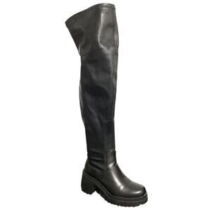 Diba Womens Black Luggy Thigh-high Boots Sz 8.5 Medium Side Zip Closure